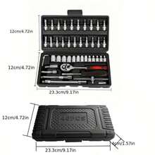 46pcs Car Repair Kit: Ratchet Torque Wrench, Wrench, Screwdriver, Socket Kit - Perfect For Motorcycle And Car Repair, Home Maintenance, Black - 46 in1 - View 11