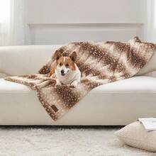 Christmas Deer Print Blanket, Waterproof Pet Blanket, Woman Sofa Bed Couch Faux Fur Throw, Washable, Ultra Soft, Brown - 彩色 - 查看 8