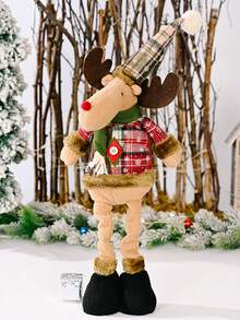 3pcs/1pc 19.69inch Christmas Retractable Legs Santa Claus Snowman Home Decoration, Suitable For Festive Party Scene Decoration Window Display, Desktop Center Decoration Living Room Kitchen Bedroom Ornaments, Christmas Souvenirs