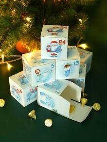 24 Stücke Weihnachts-Adventskalender Boxen 24 Tage Countdown bis Weihnachten Geschenkboxen mit Aquarellblauer Nummer Machen Sie Ihren eigenen Adventskalender Weihnachtsparty Winter Feiertags Dekorationen