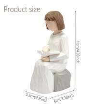MINGZHANG 1PC Angel Girl Sculpture Waiting For Miracle Girl Wisdom Reading Girl Cute Desktop Ornaments Cartoon Abstract Girl Image Suitable For Placement On The Living Room Desktop Coffee Table Perfect Christmas Gift Suitable For Christmas Holiday Gifts For Women - 彩色 - 查看 12