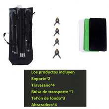 Soporte de Telón de Fondo para Fotografía, Kit de Soporte de Telón de Fondo Ajustable, con Fondo Verde/Negro/Blanco, para Estudio Fotográfico Retrato y Video (2 * 3m) - negro, blanco y verde - Ver 4