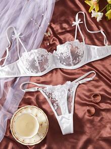 2-Piece Women's Sexy White Lace Lingerie Set, Bridal Outerwear-Style Lingerie - 白色 - 查看 1