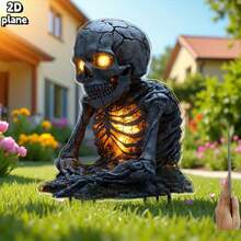 2D Flat Halloween Skeleton Garden Stakes - Easy To Install Outdoor Yard Decor Without Tools, With Realistic Glowing Eyes Suitable For Halloween Party, Graveyard, Patio - Durable Plastic Lawn Display Stakes, Perfect Halloween Gift, Creates Eerie Atmosphere, Sturdy Structure, Essential For Party Planners