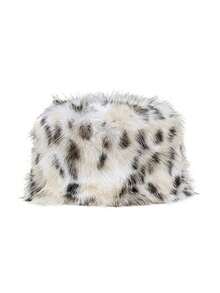 1PC Women's Leopard Print Plush Faux Fur Bucket Hat - Lightweight Warm Winter Hat For Outdoor Travel & Cold Weather, Soft Non-Elastic Snug Fit, Hand Washable Fashion Accessory, Winter Trapper Hat, Cold Weather Gear Autumn Decor