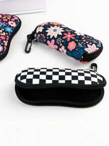 1 pieza Estuche para gafas de moda y colorido, de material duradero, estuche suave y portátil para anteojos de sol para viajes y deportes, caja compacta y protectora para almacenamiento de gafas de automóvil