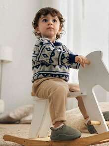 婴儿秋冬季无绒踝靴，透气帆布材质，防滑软底，轻便男女通用学步鞋 - 灰色 - 查看 10