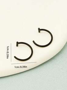 2 piezas de anillos para el labio de estilo punk sin perforación en color plateado, anillos para el labio de moda y personalizados - Anillo C negro - Ver 5