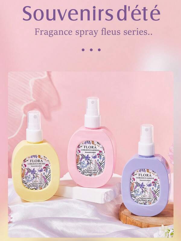 3 Pcs Dreamlike Floral Fragrance, Alcohol-Free Room Spray - Fresh Floral Scent, Multi-Purpose Fragrance Mist For Daily Wear/Home Bedroom/Bedding/Bathroom/Closet/Car/Sofa/Travel, Daily Use Fresh Floral Fragrance Spray, Elegant Dreamlike Floral Pattern Design, Suitable For Men And Women As Gifts, Long-Lasting Fragrance