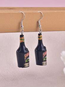 1 Pair Classic 3D Red Wine Bottle Design Earrings & Drop Earrings, Jewelry Decoration For Party - Red Wine Bottle - View 12