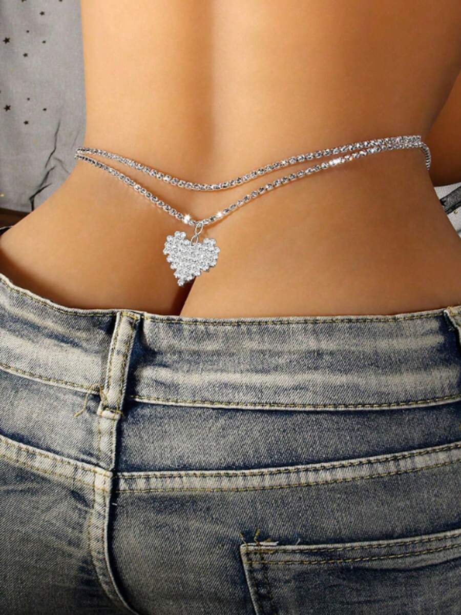 1 szt. Efektowny kryształowy wisiorek w kształcie serca w talii dla kobiet do dekoracji ciała