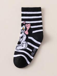 Disney 5 Pairs Kids Cartoon Character Mid-Calf Socks, Korean Style Breathable Toddler/Student Ankle Socks, Autumn/Winter