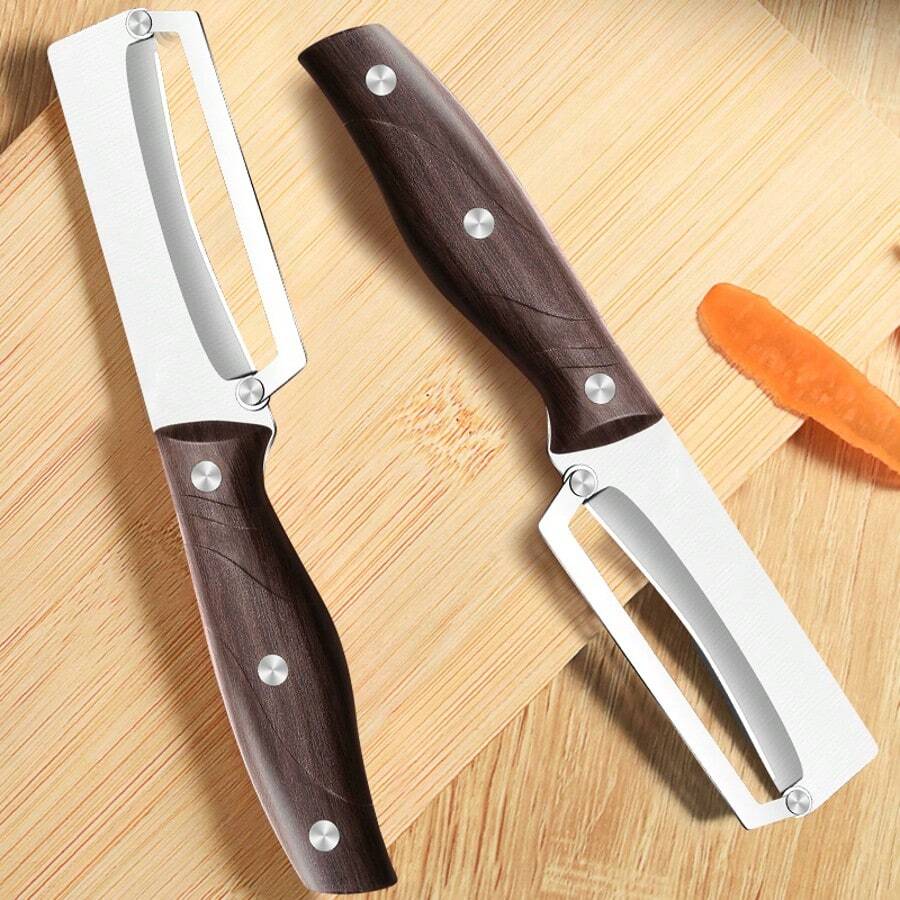 Stainless Steel Peeler For Vegetables And Fruits - Professional Ergonomic Y Peeler With Soft Grip Handle For Effortless Peeling Of Potatoes, Carrots, Cucumbers, Apples & More - màu nâu - Xem 1