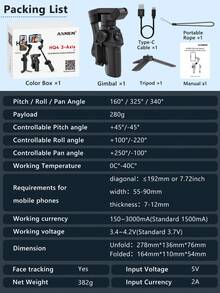AXNEN 3-Axis Smartphone Gimbal Stabilizer With Extendable Pole, Foldable And Portable, Suitable For Android Smartphones, For Vlogging And Live Streaming - Multicolor - View 14
