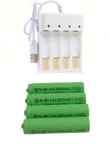 2000mAh AAA/AA 可充电电池，带 USB 充电器、短路保护、高容量及配件
