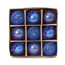 9 pièces/boîte, boules de décoration d'arbre de Noël de 8 cm/3,1 po de diamètre, boules décoratives colorées suspendues pour salon, chambre à coucher, décoration de fête de vacances, pendentifs de décoration de Noël, décoration de la maison, décorations de Noël, décoration de pièce d'hiver