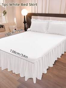 1pc Bed Skirt, Solid Color Beddings, Soft And Comfortable Bedding For Bedroom, Elastic Bed Skirting For Bed Base And Frame, Fall Decor, Halloween Decor, Bedding Dust Ruffle Easy To Install, Room Decor, Christmas Decoration, For All Seasons, Halloween Gift, Comfortable For Sleeping, Lightweight With Wrap Around Adjustable Bedskirt For Twin, Full, Queen King Size, Ideal Halloween Gift, Machine Washable - 彩色 - 查看 14