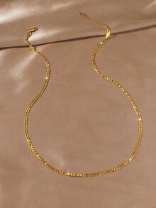 1 件简约百搭镀铜金女士费加罗链项链，珠宝礼物 - 金黃色 - 查看 4