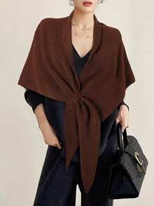 1 件纯色休闲披肩，女士春秋三角围巾，颈部保暖披肩 - 披肩 - 查看 10