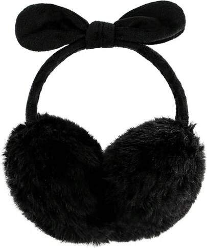 POXIMI Women Winter Earmuffs Girl Ski Adjustable Ear Covers Cute Bow Ear Warmer Outdoor Earmuff Fleece