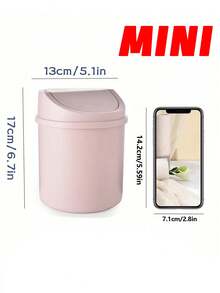 1pc INS Style Bedroom New Girl Heart Home Cute Cover Net Red Mini Storage Box, Plastic Garbage Can With Lid, Tabletop Wastebasket, Trash Bin For Home Office Desk Decor,Coffee Table, Office, Living Room, Study