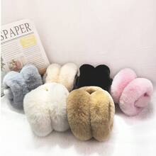 1pc Foldable Solid Color Plush Earmuffs, Soft Rabbit Fur-Like Texture, Fashionable For Snow Days, Cute For Parties, Dates, School, Photos, Unisex, Convenient For Cycling, Travel, Skiing, Running, Winter, Minimalist, Comfortable Ear Warmers