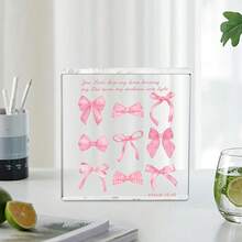 4 Stück rosa Schleife Acryl Plakette, motivierendes Zitat Schreibtisch Accessoire mit Schleife, Schreibtisch Plakette Dekoration für Studentenwohnheim, Geschenkidee für Frauen, Weihnachtsdekoration