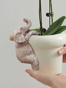 Adorable Animal Ornament Elephant Huggers Plant Pot Edge Decor Climbing Elephant For Yard & Gift Giving - 大象 - 查看 2