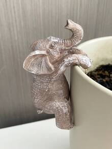 Adorable Animal Ornament Elephant Huggers Plant Pot Edge Decor Climbing Elephant For Yard & Gift Giving - 大象 - 查看 3