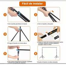 Soporte de Telón de Fondo para Fotografía, Kit de Soporte de Telón de Fondo Ajustable, con Fondo Verde/Negro/Blanco, para Estudio Fotográfico Retrato y Video (2 * 3m) - negro, blanco y verde - Ver 7