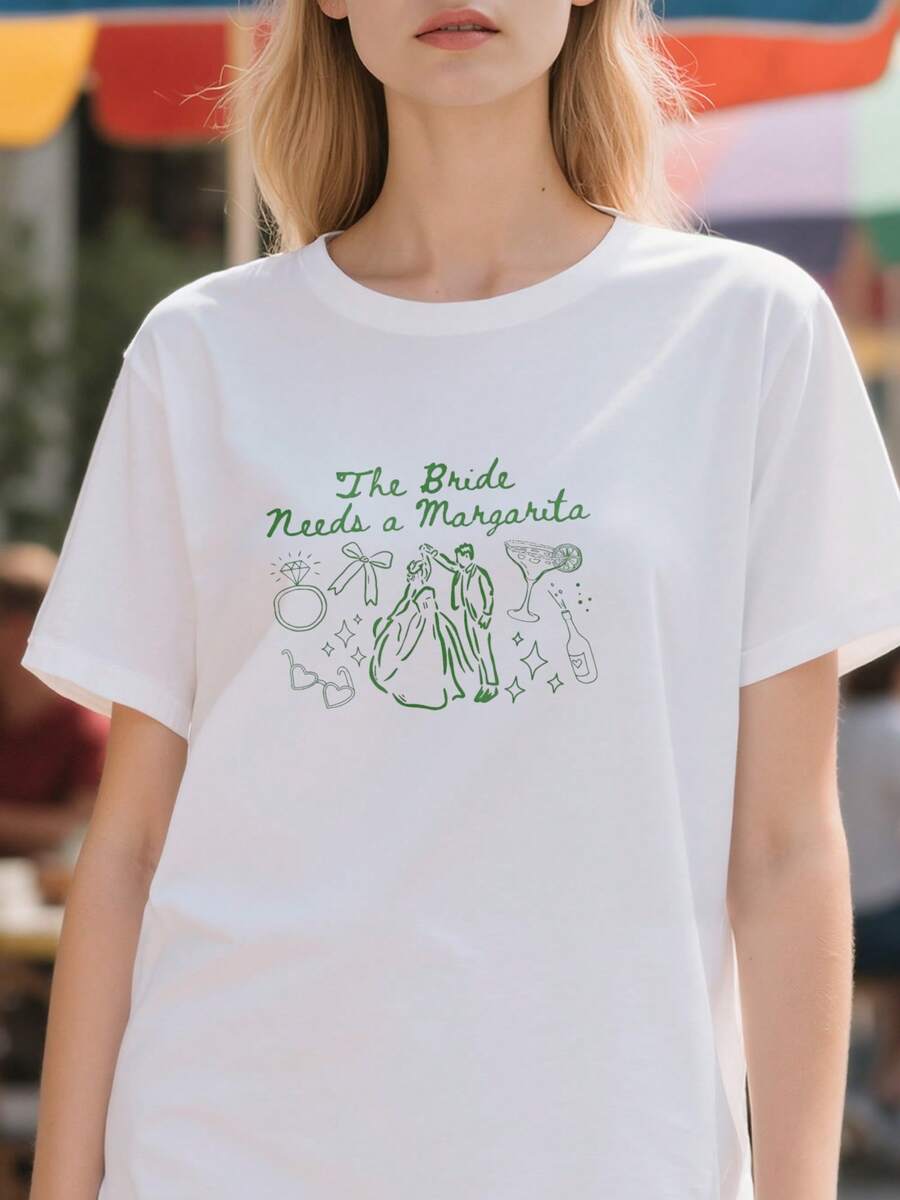 The Bride Needs A Margarita Cute Cocktail Bachelorette Party T-Shirt - White - View 1