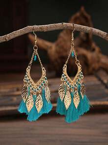 2 piezas Pendientes con borlas de diseño único, pendientes bohemios vintage