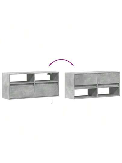 VidaXL TV Wand Unit LED Lighting 100x31x45 Cm Concrete Grijs view 10