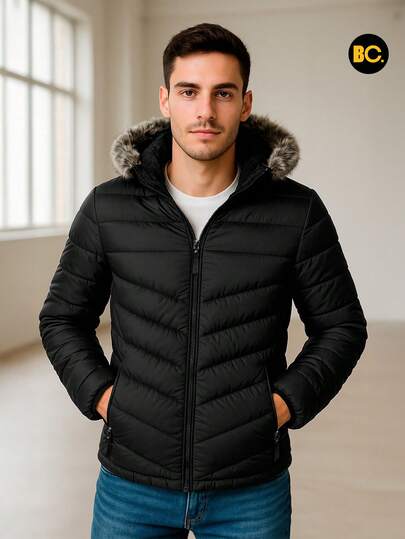 Big City Chamarra Capitoneada Con Interior y Capucha Aborregado Caballero Moderna