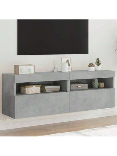 VidaXL TV Wand Units LED Pcs 60x30x40 Cm Concrete Grijs