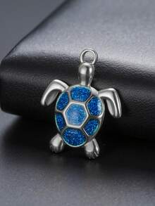 1 pieza Colgante de tortuga de acero inoxidable 3D, un encanto lindo y de moda adecuado para collar, llavero, accesorio para el cabello, pulsera DIY