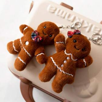 1pc Christmas Gingerbread Man Plush Doll Soft Stuffed Doll Gingerbread Man Pendant Backpack Hanging Decor Car Hanging Ornament Keychain Christmas Gift Holiday Party Decor Birthday Gift