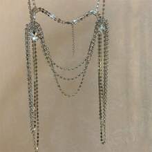 Body Decoration Chain, Full Body Chest Chain, Outer Wear Body Chain, Full Body Fun Body Chain, Multi-Layer Stacking Chest Chain, Neck Chain - Silver - View 5