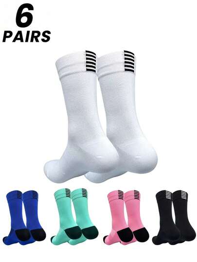 1/5/10 pares de calcetines de ciclismo, calcetines deportivos de media caña resistentes, de secado rápido y transpirables para entrenamiento al aire libre, otoño