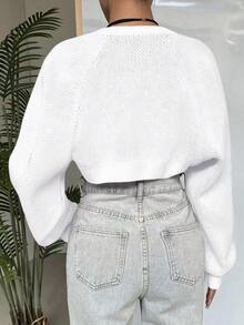 GoyRrbay Womens Long Sleeve Open Front Knit Crop Bolero Cardigan Sweater Shrug For Dress - trắng - Xem 4