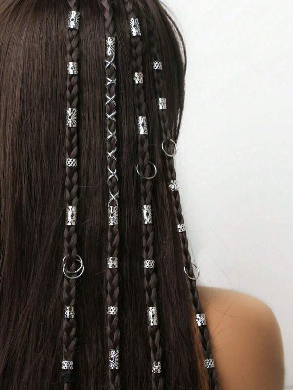 43pcs Gold Wire Circle Hair Accessories Set, Women's Braided Hair Clips, Holiday Party Hair Decorations, Christmas Hair Accessories