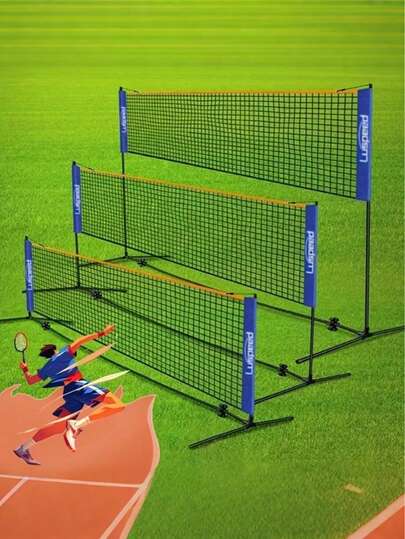 Siatka do badmintona 3,1 m, przenośna, składana, standardowa, profesjonalna, do użytku wewnątrz i na zewnątrz, do uprawiania sportów, do gry w siatkówkę, do tenisa, do treningu, kwadratowe oczka