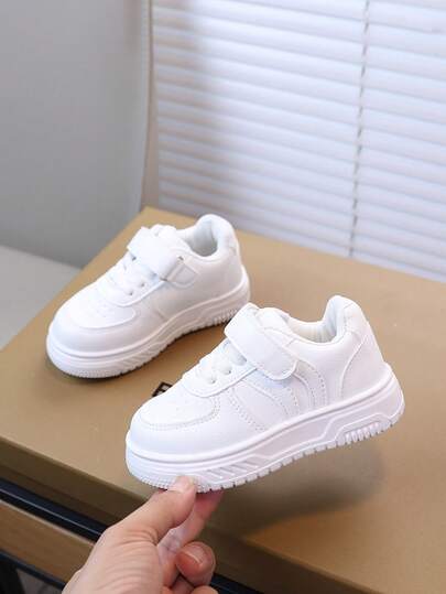 1 Pair Children's Casual Sneakers, Autumn New Girls' Soft Bottom Shoes, Toddler Fashion Versatile Hook And Loop Non-Slip Flat Shoes, Girls' Daily Outdoor Tennis Shoes