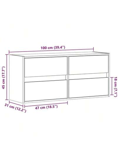 VidaXL TV Wand Unit LED Lighting 100x31x45 Cm Grijs Sonoma view 2