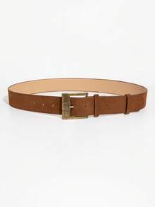 1 buah Sabuk Pinggang Kasual Wanita Bahan Suede Motif Bunga Ukir Gaya Barat Warna Kopi, Musim Gugur/Dingin - Unta - View 5