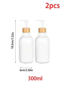 1/2 Packs White Soap Dispenser Bathroom Hand Soap And Dish Soap Dispenser With Bamboo Pump, 16 Oz Kitchen Plastic Soap Dispenser And Lotion Dispenser Set, Refillable Liquid Soap Dispenser Bottle - White - View 9