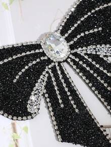 1pc Women's Fashion Sparkling Crystal Rhinestone Decor Bow Brooch Pin, Suitable For Party, Holiday Gift, Stage Performance, Hosting, Wedding Matching