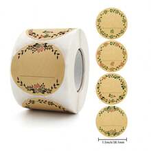 每卷 500 张牛皮纸贴纸、圆形花环图案贴纸、罐头标签、食品储存标签、礼品袋密封贴纸 - 彩色 - 查看 10