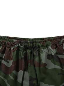 男士户外徒步、钓鱼、露营、登山、健身、跑步和休闲时尚工作服拉链大口袋松紧腰带斜口袋直筒灰色裤子 - 橄欖綠 - 查看 5