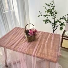 Nappe en dentelle de perles roses, décoration de table de mariage, voile de dentelle blanche transparente pour dessert, arche, décoration de douche de bébé, nappe décorative pour fête d'anniversaire, mariage